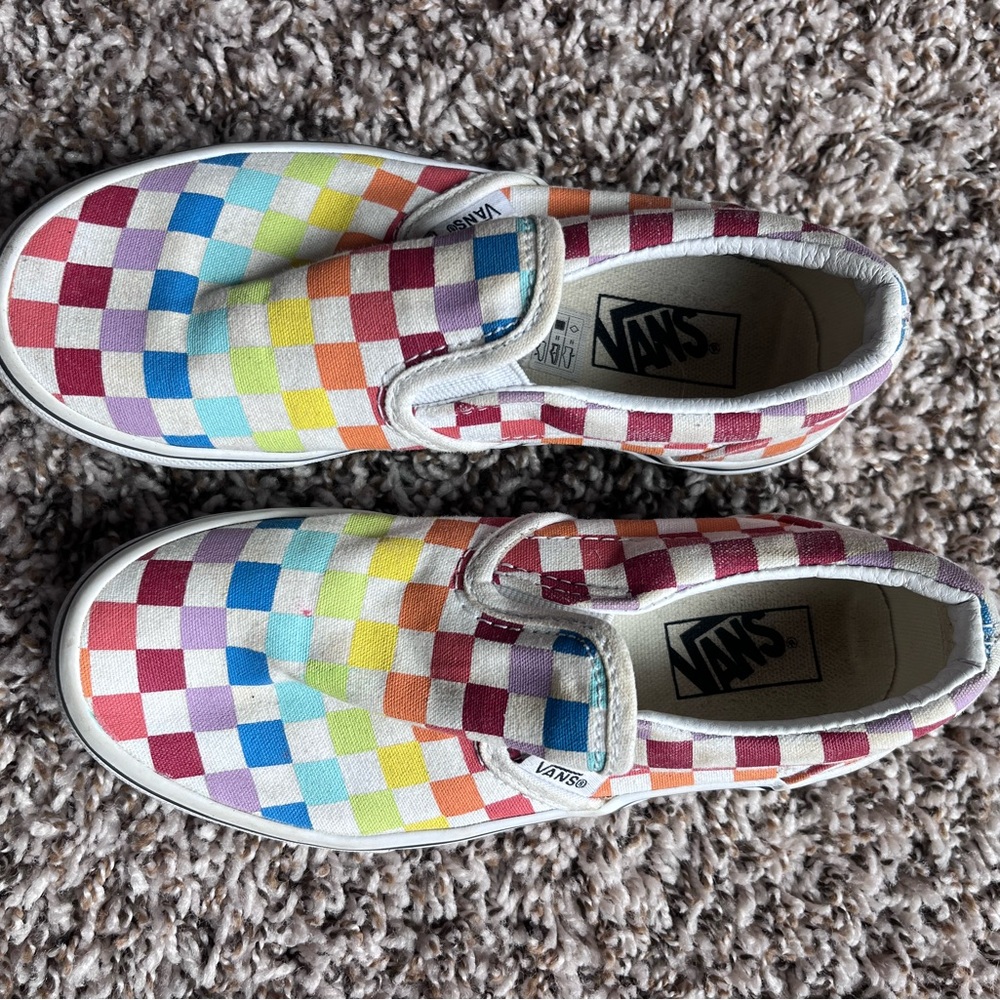 Vans Kids Colorful Checkered Slip-On Sneakers